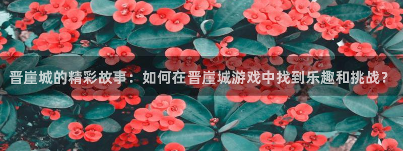 蓝冠娱乐平台登录线路：晋崖城的精彩故事：如何在晋崖城游戏中找
